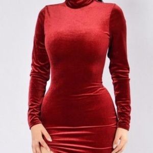 Designer Velvet Dress - Burgundy